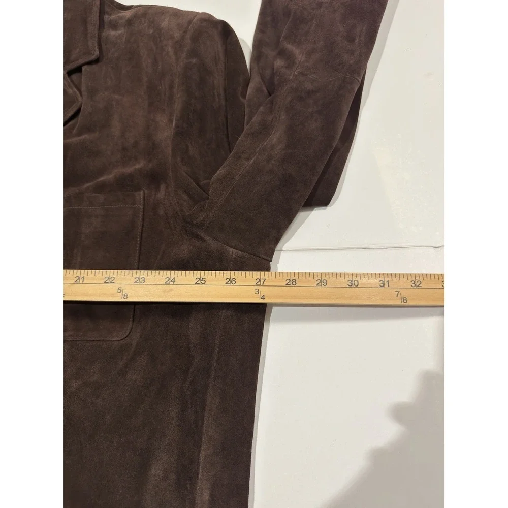 Roundtree & Yorke Mens Long Brown Suede Leather Jacket Coat Trench Size XXL City